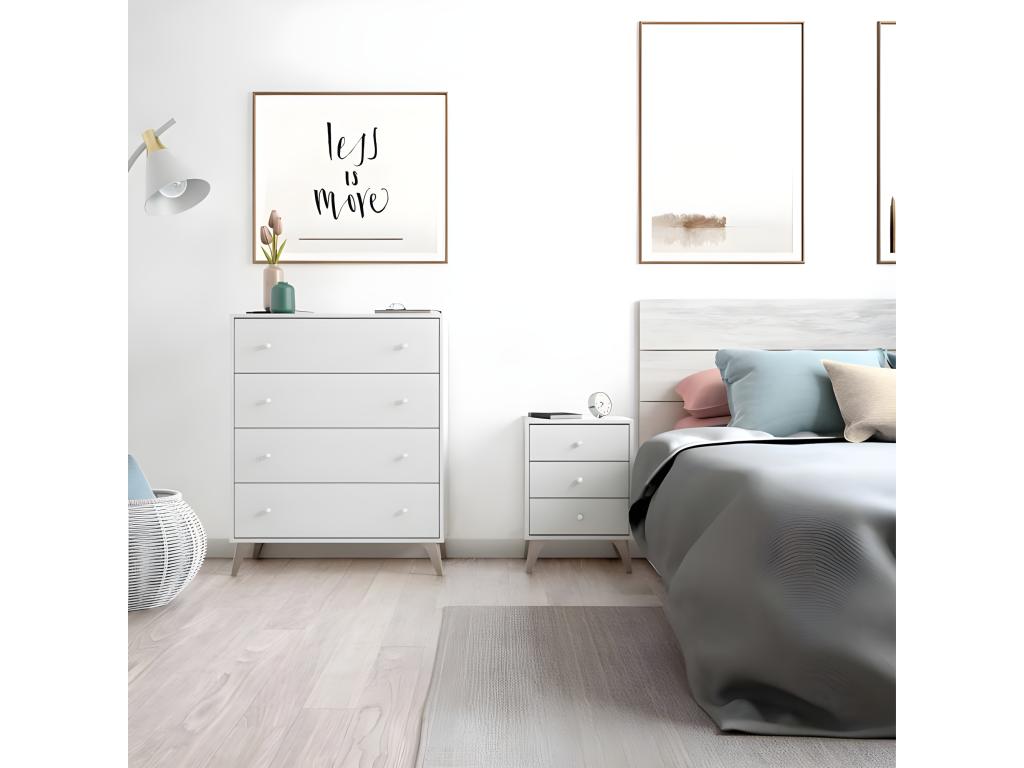 Cassettiera bianca a 4 cassetti