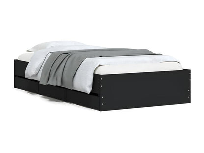 Struttura letto nera con materasso, 75 x 190 cm