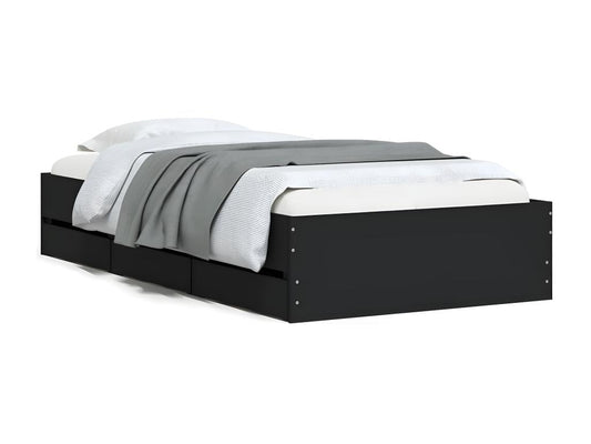 Struttura letto nera con materasso, 75 x 190 cm