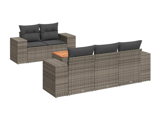 Set di mobili da esterno in vimini intrecciato in resina grigia