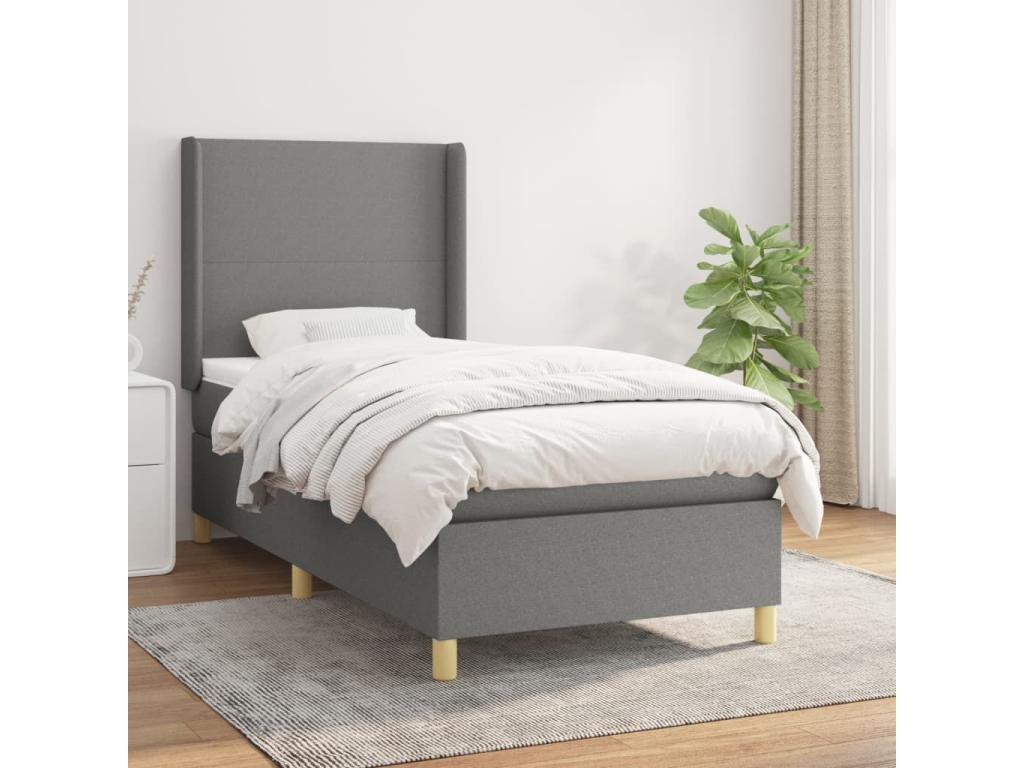 Struttura letto in tessuto grigio con materasso, 90 x 200 cm