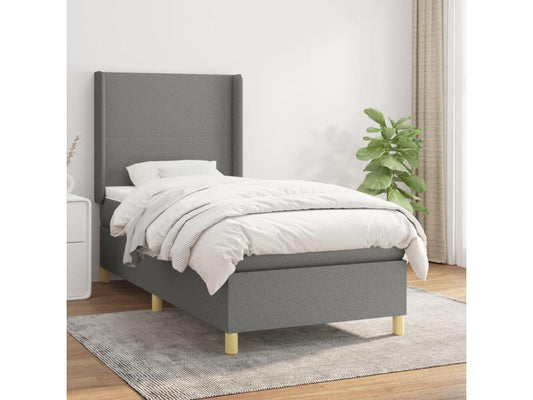 Struttura letto in tessuto grigio con materasso, 90 x 200 cm