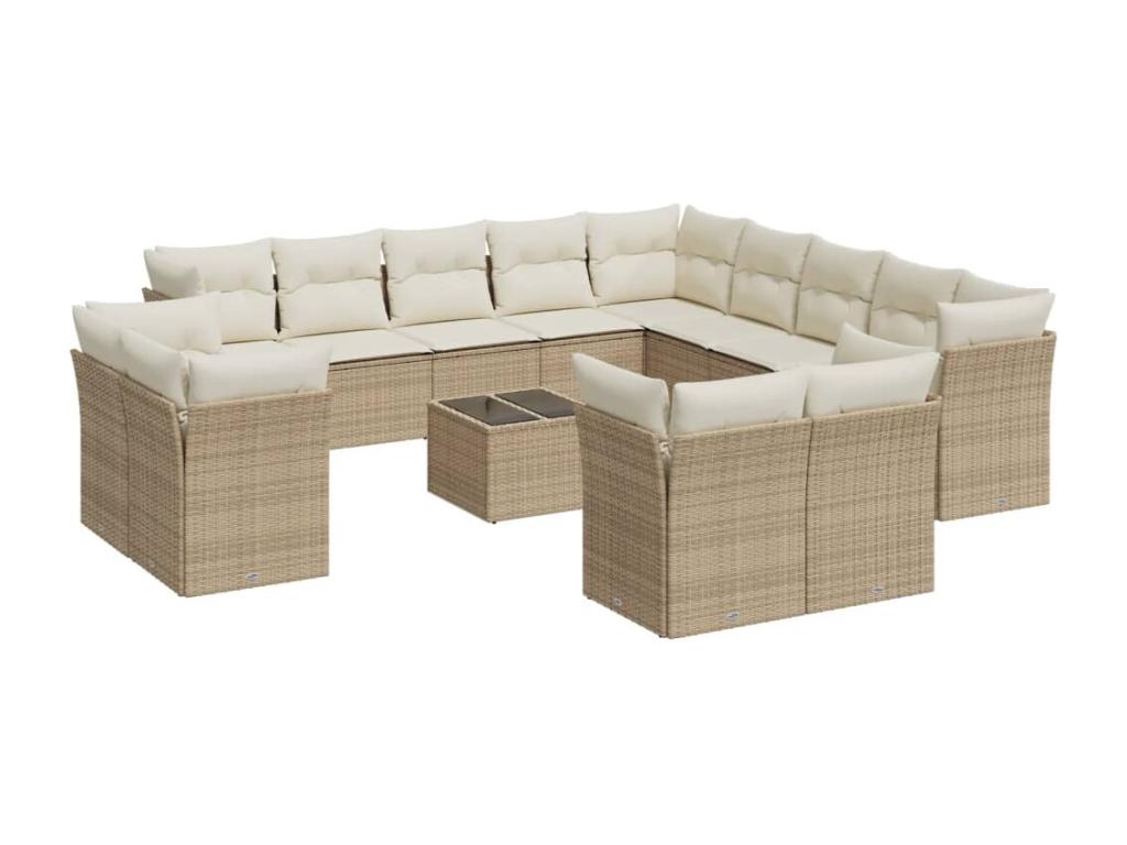 Set di mobili da esterno in vimini intrecciato in resina beige
