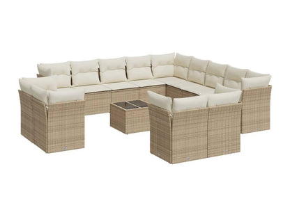 Set di mobili da esterno in vimini intrecciato in resina beige