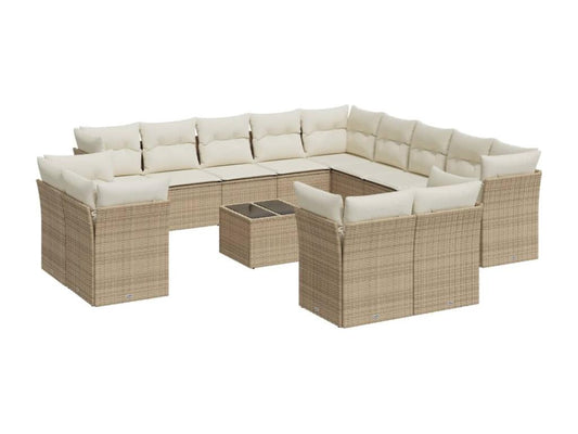 Set di mobili da esterno in vimini intrecciato in resina beige