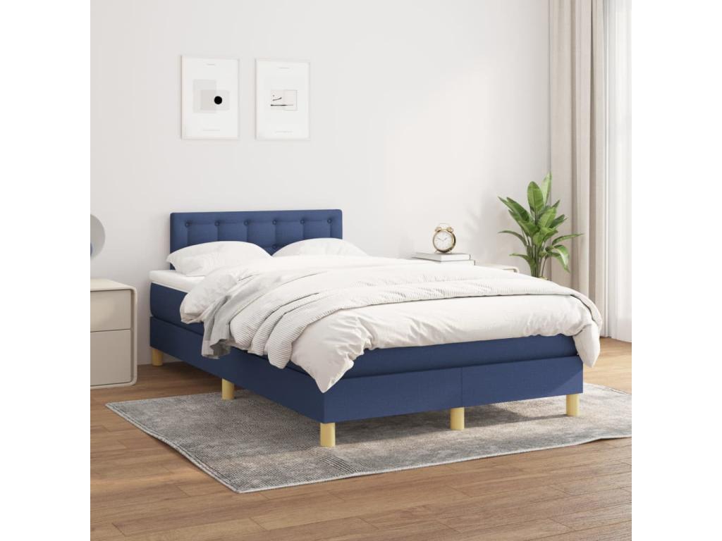 Struttura letto in tessuto blu con materasso, 120 x 190 cm
