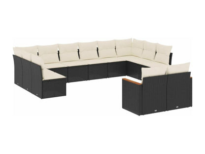 Set di mobili da esterno in vimini intrecciato in resina nera