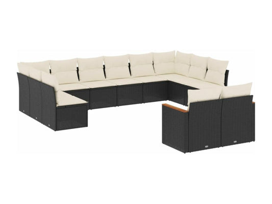 Set di mobili da esterno in vimini intrecciato in resina nera