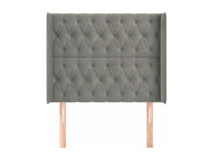 Struttura letto in velluto grigio, 93 x 16 x 118 cm