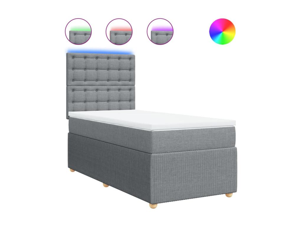 Struttura letto in tessuto grigio con materasso, 80 x 200 cm