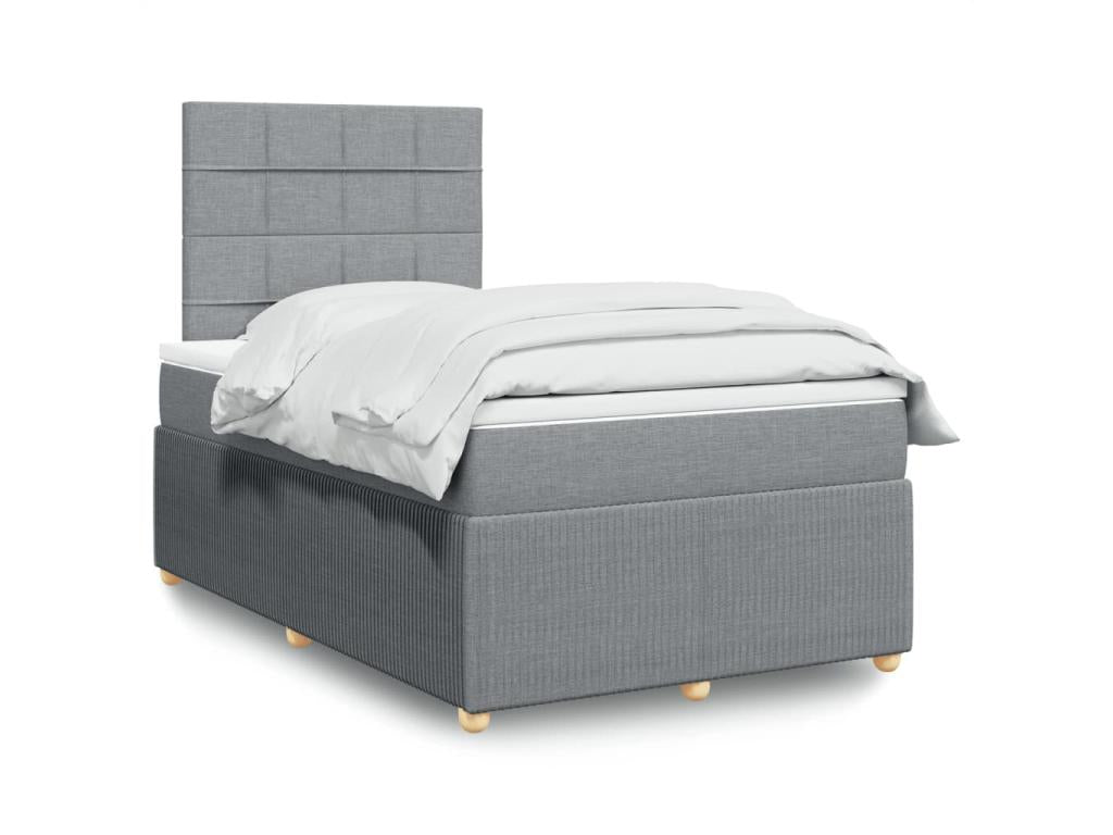 Struttura letto in tessuto grigio con materasso, 120 x 190 cm