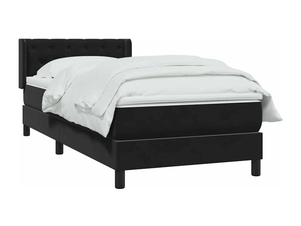 Struttura letto in velluto nero con materasso, 80 x 210 cm