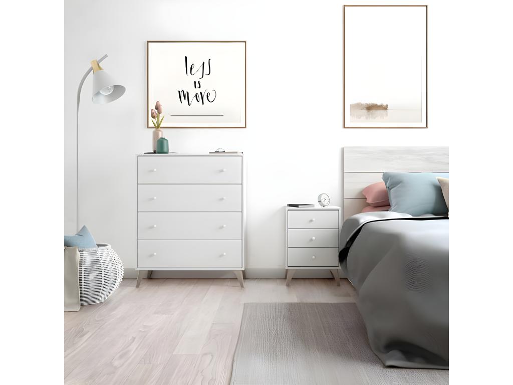 Cassettiera bianca a 4 cassetti