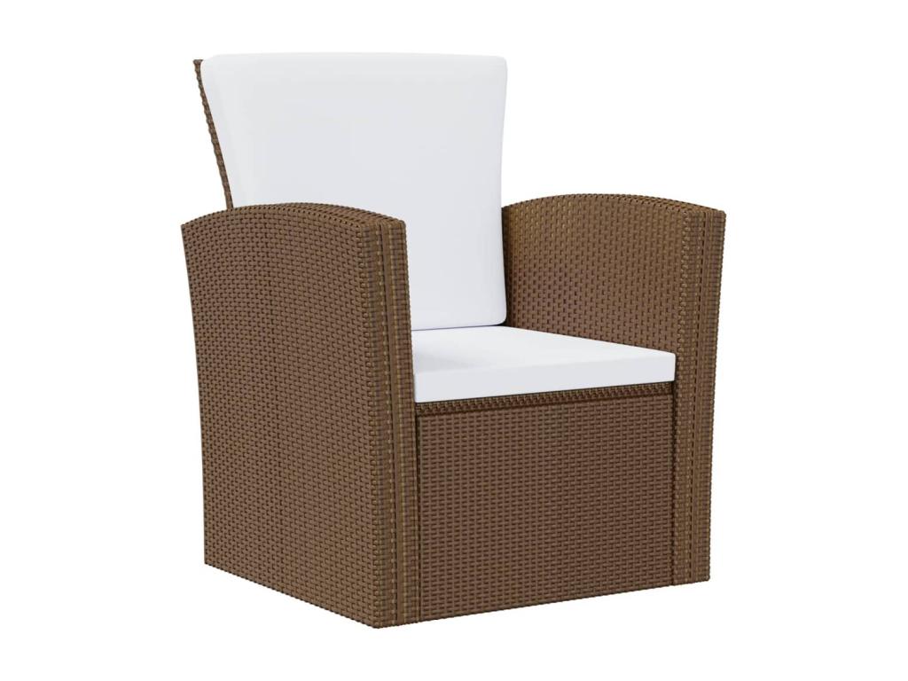 Set di mobili da esterno in vimini intrecciato in resina marrone