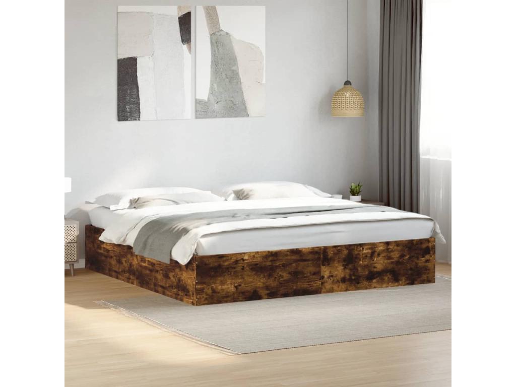 Struttura letto marrone con materasso, 200 x 200 cm