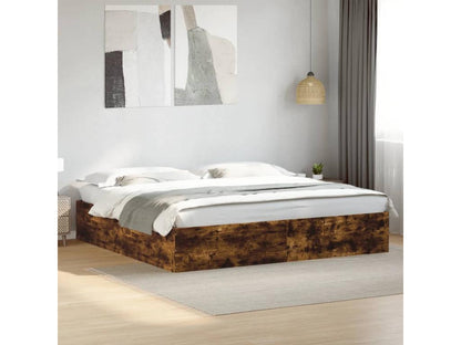 Struttura letto marrone con materasso, 200 x 200 cm