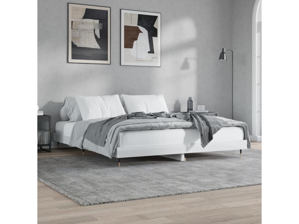 Struttura letto in legno ingegnerizzato bianco, 180 x 200 cm
