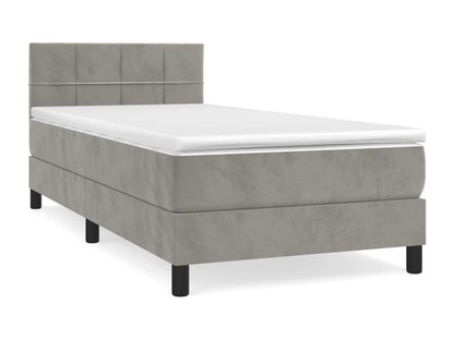Struttura letto in velluto grigio con materasso, 80 x 200 cm