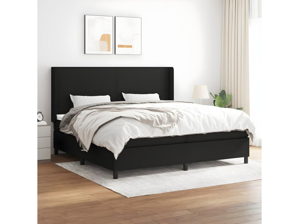 Struttura letto in tessuto nero con materasso, 200 x 200 cm