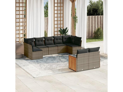 Set di mobili da esterno in vimini intrecciato in resina grigia