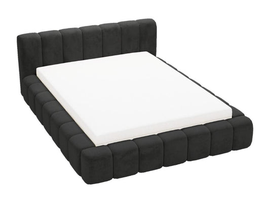 Struttura letto in velluto nero con contenitore, 160 x 200 cm