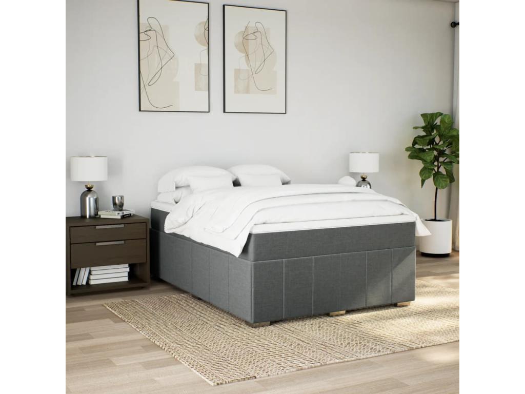 Struttura letto in tessuto grigio con materasso, 140 x 190 cm