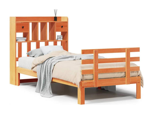 Struttura letto marrone con materasso, 75 x 190 cm