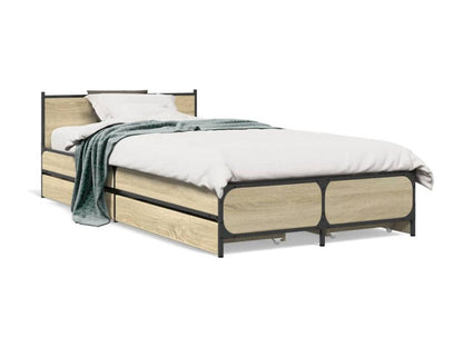 Struttura letto marrone con materasso, 75 x 190 cm