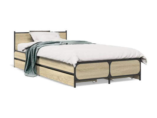 Struttura letto marrone con materasso, 75 x 190 cm