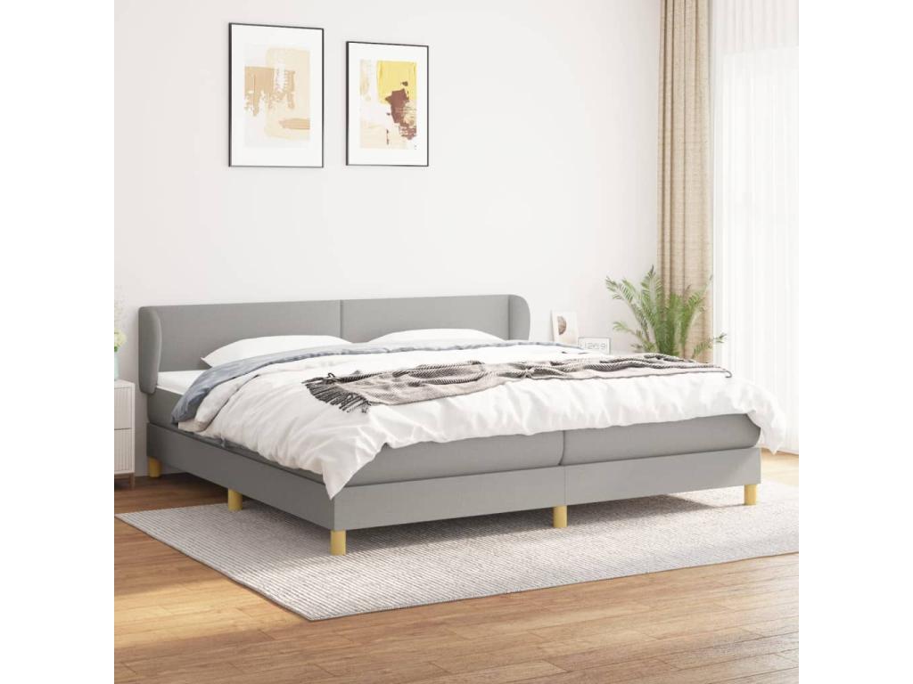Struttura letto in tessuto grigio con materasso, 200 x 200 cm