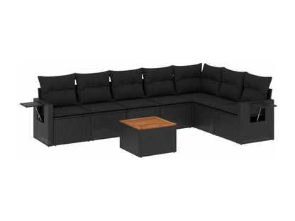 Set di mobili da esterno in vimini intrecciato in resina nera