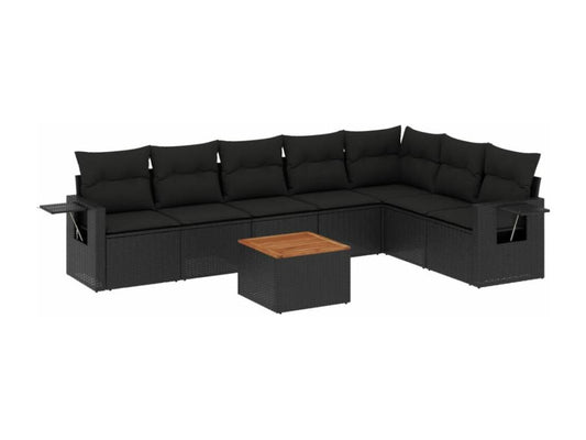 Set di mobili da esterno in vimini intrecciato in resina nera