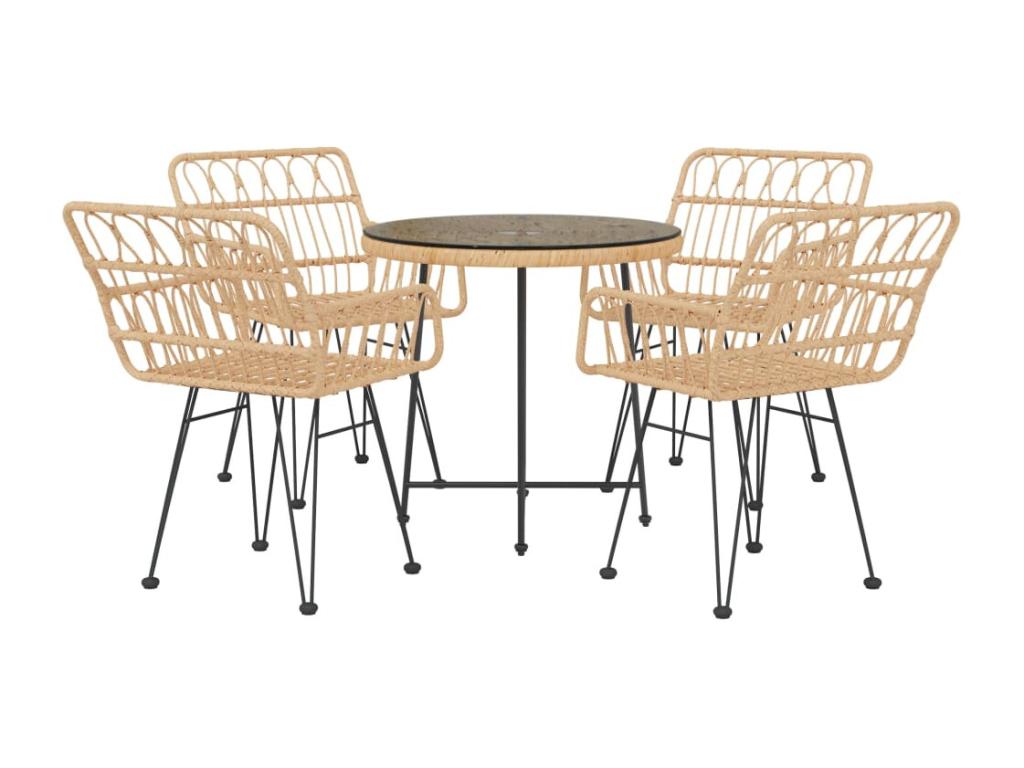 Set di mobili da esterno in vimini intrecciato in resina marrone