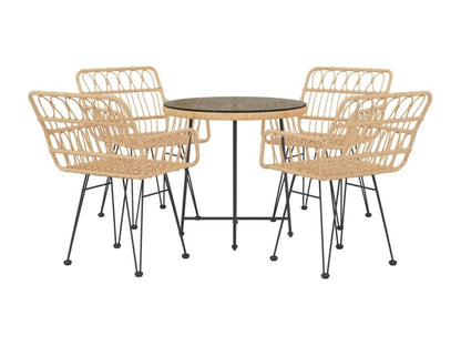 Set di mobili da esterno in vimini intrecciato in resina marrone