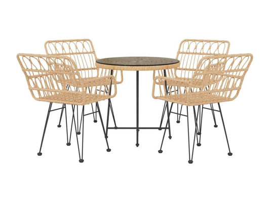 Set di mobili da esterno in vimini intrecciato in resina marrone