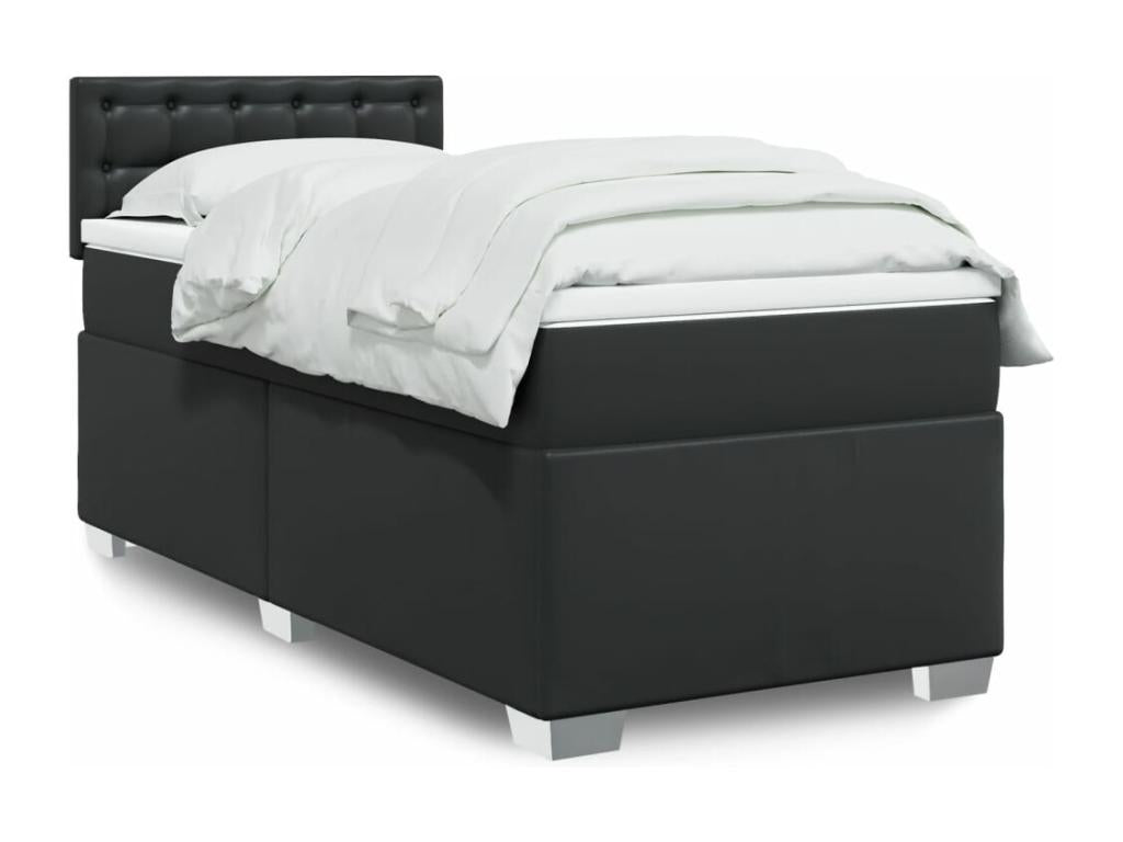 Struttura letto in similpelle nera con materasso, 80 x 200 cm