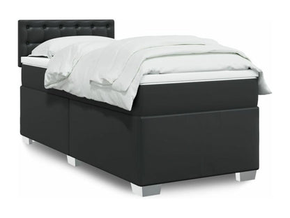 Struttura letto in similpelle nera con materasso, 80 x 200 cm