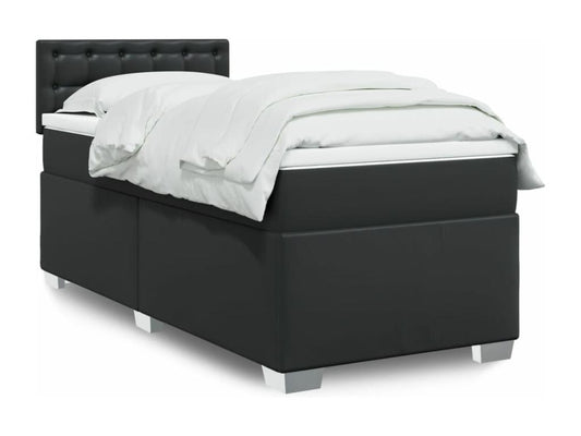 Struttura letto in similpelle nera con materasso, 80 x 200 cm