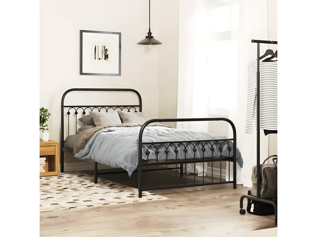 Struttura letto in metallo nero, 107 x 203 cm