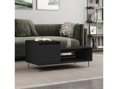Tavolino da caffè in legno ingegnerizzato nero, 100 x 50 x 45 cm